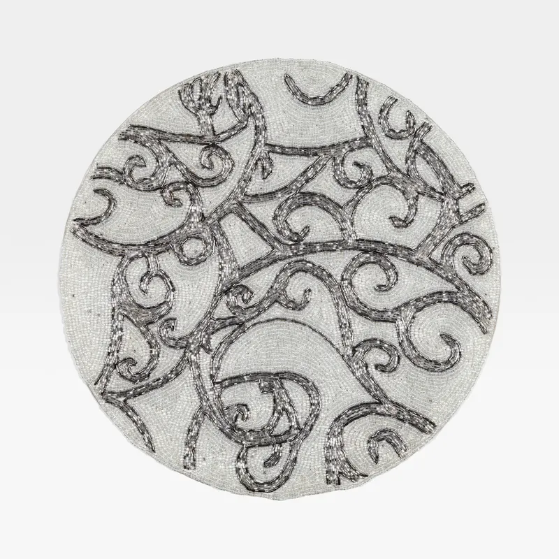 IINES placemat white/silver - dia 38cm