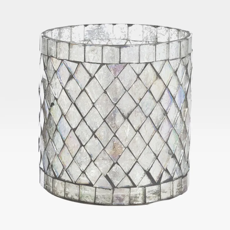 MOSAIC tea light holder silver - H10cm