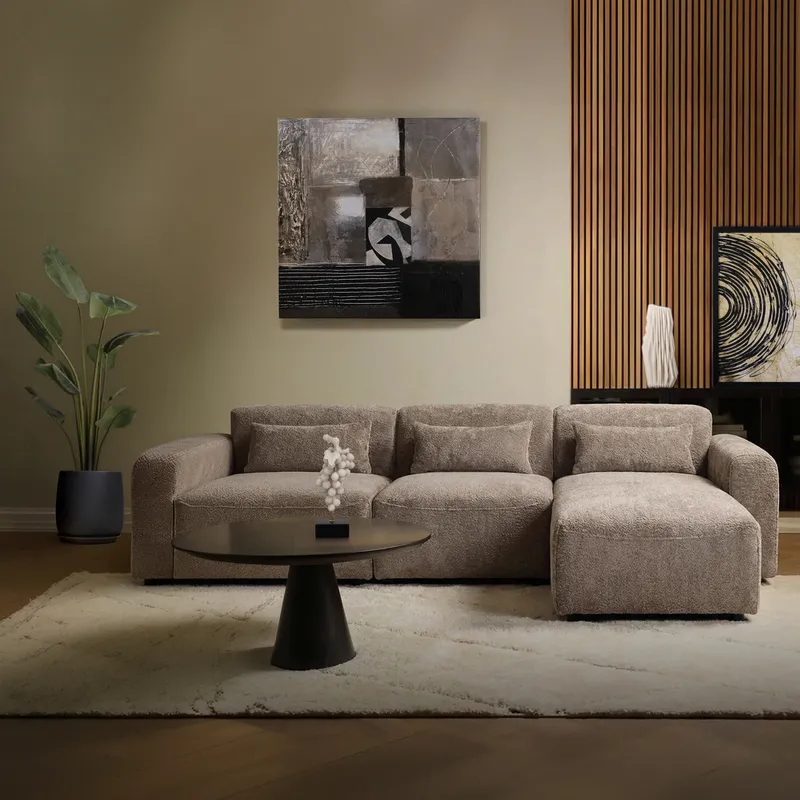 LEOPOLD left arm modular chair beige