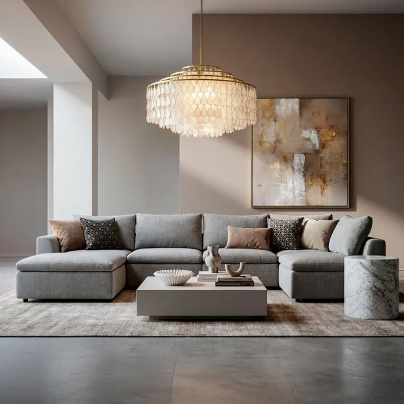LIGHT footstool beige