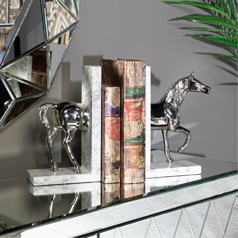 NEIGH bookends nickel/white set of 2 - H33cm