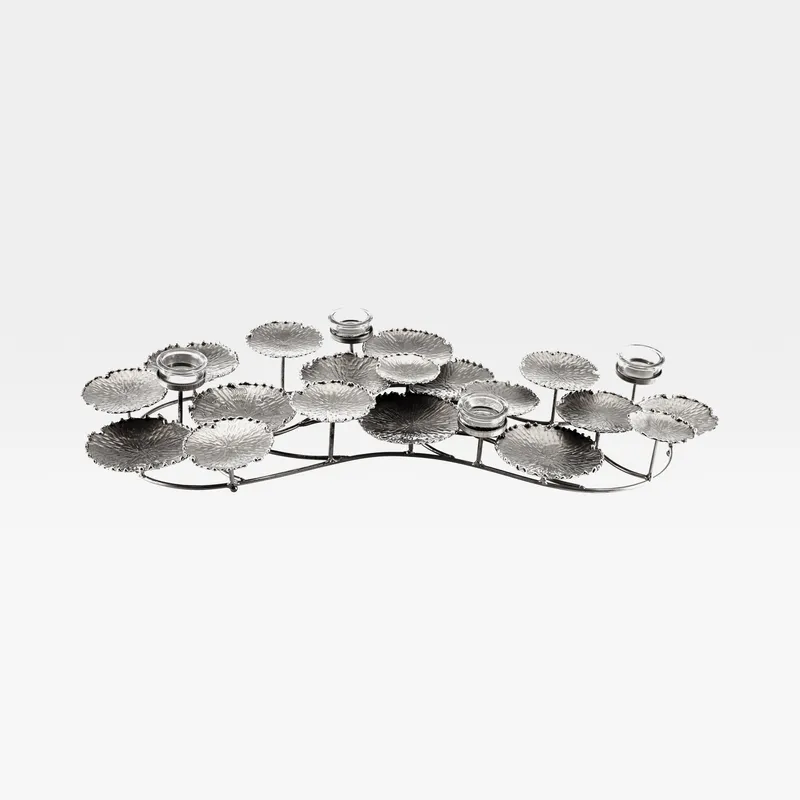RUCHI table tea light holder nickel - 74x36cm