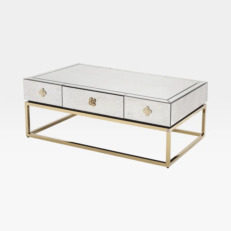 LIEN coffee table clear/gold - 130x70cm