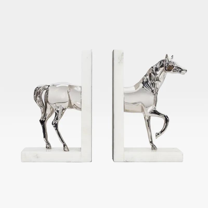 NEIGH bookends nickel/white set of 2 - H33cm