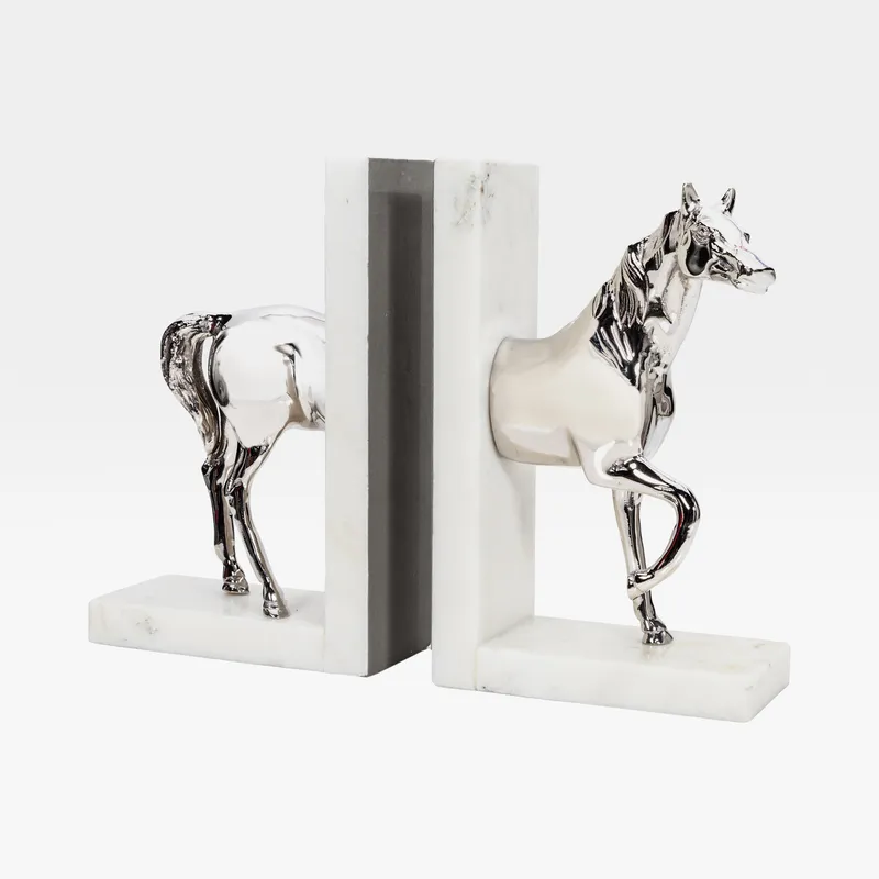 NEIGH bookends nickel/white set of 2 - H33cm