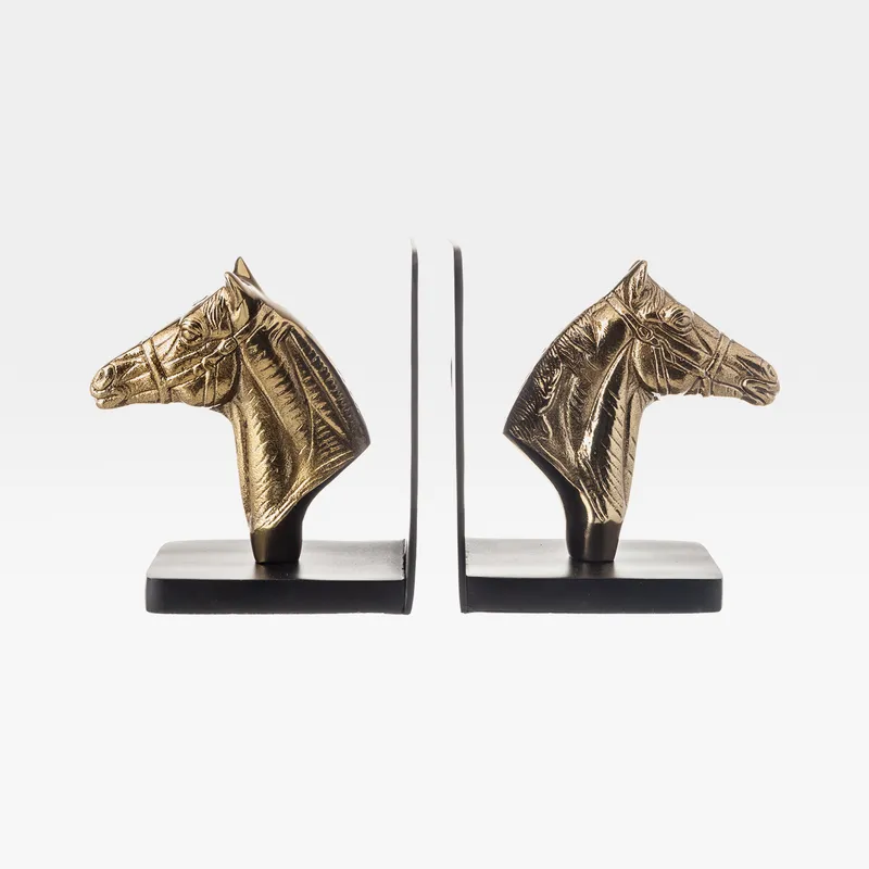 HORSE bookends brass/black set of 2 - H18cm