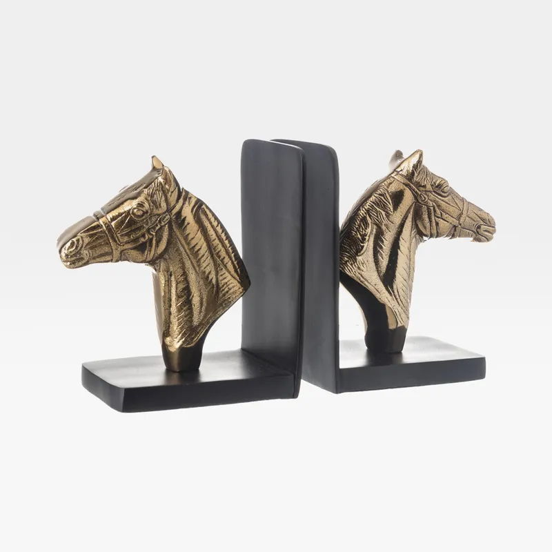 HORSE bookends brass/black set of 2 - H18cm
