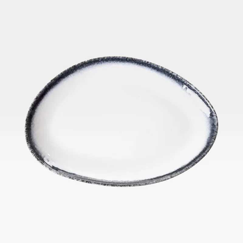 ZHAI dish white/black - 34x24cm