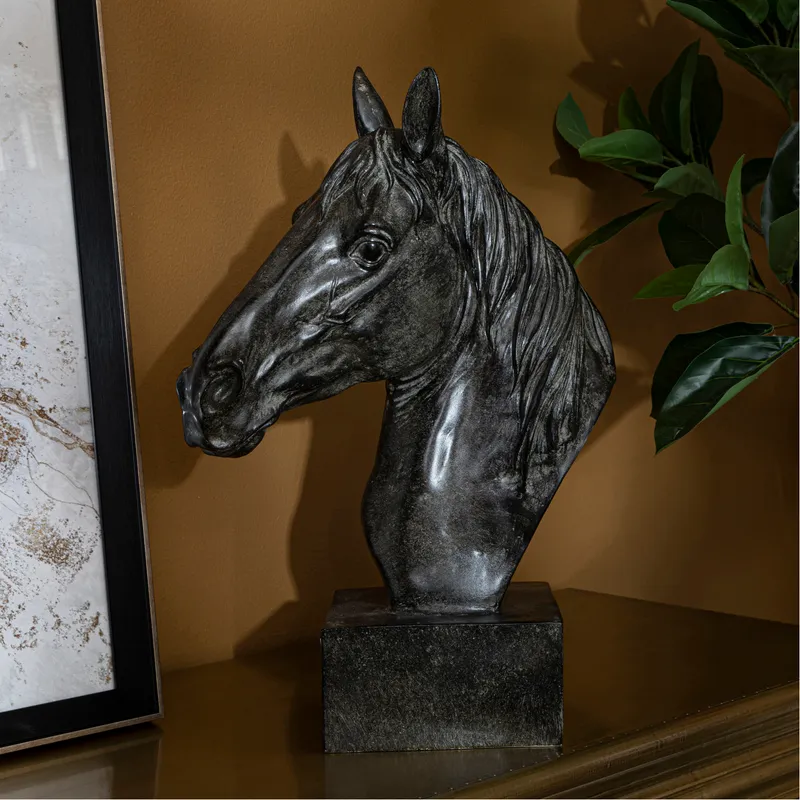 HORSE head decoration black - H40cm