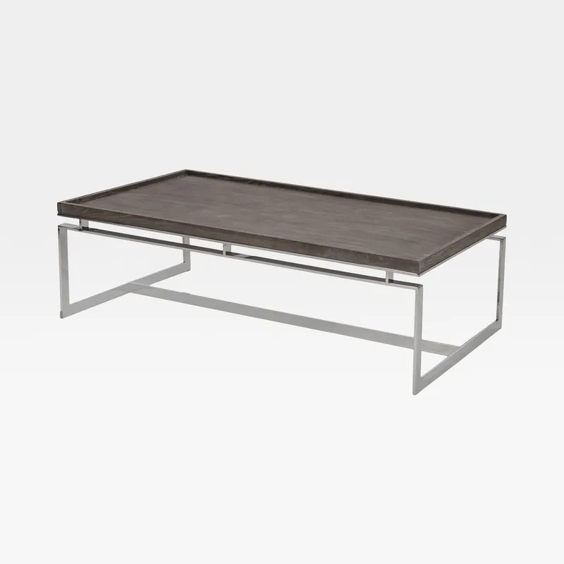 LEORA coffee table brown/stainless steel -140x80cm