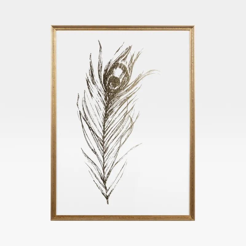 GOLD Foil Feather I print gold - 58x79cm