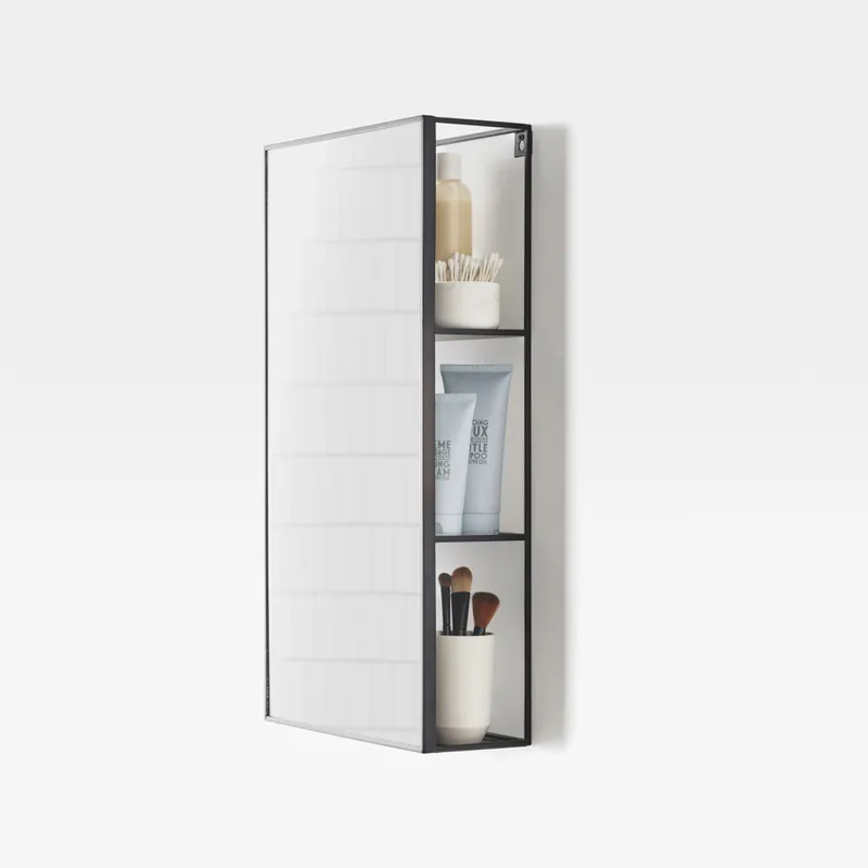CUBIKO wall mirror with storage black - 61x31cm