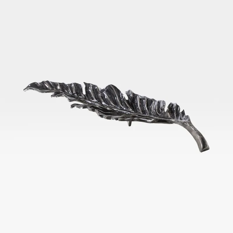 GALE leaf decoration nickel - 17x63cm