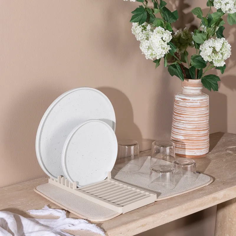 UDRY mini dish rack & drying mat natural