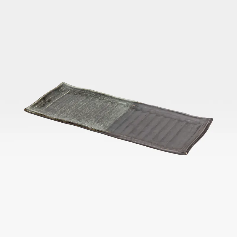 MAGNUS plate green/brown - 39x16cm