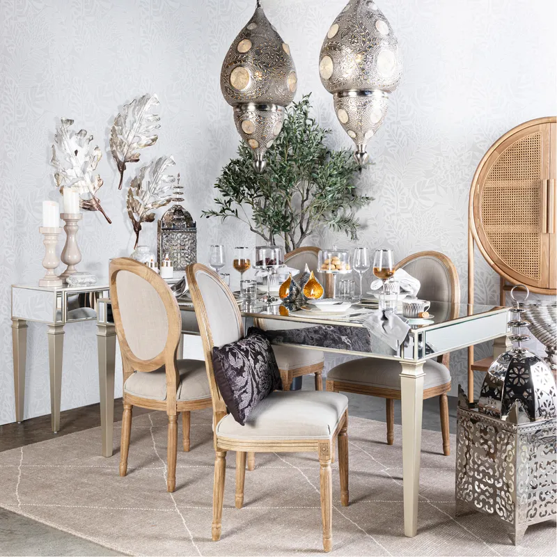 CASABLANCA lantern nickel - H89cm