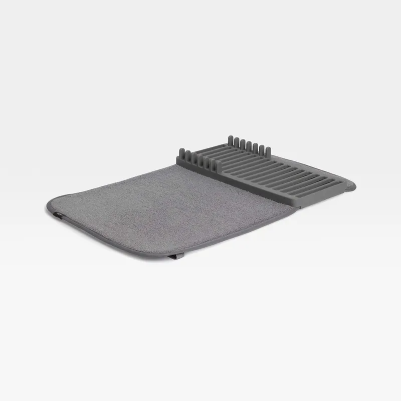 UDRY mini dish rack & drying mat dark grey