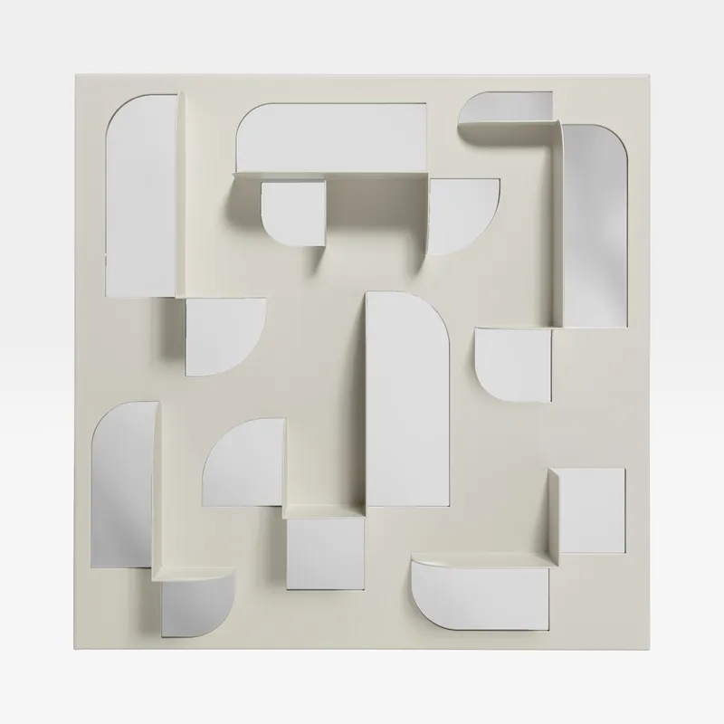 BEND shelf with mirror grey - 61x61cm