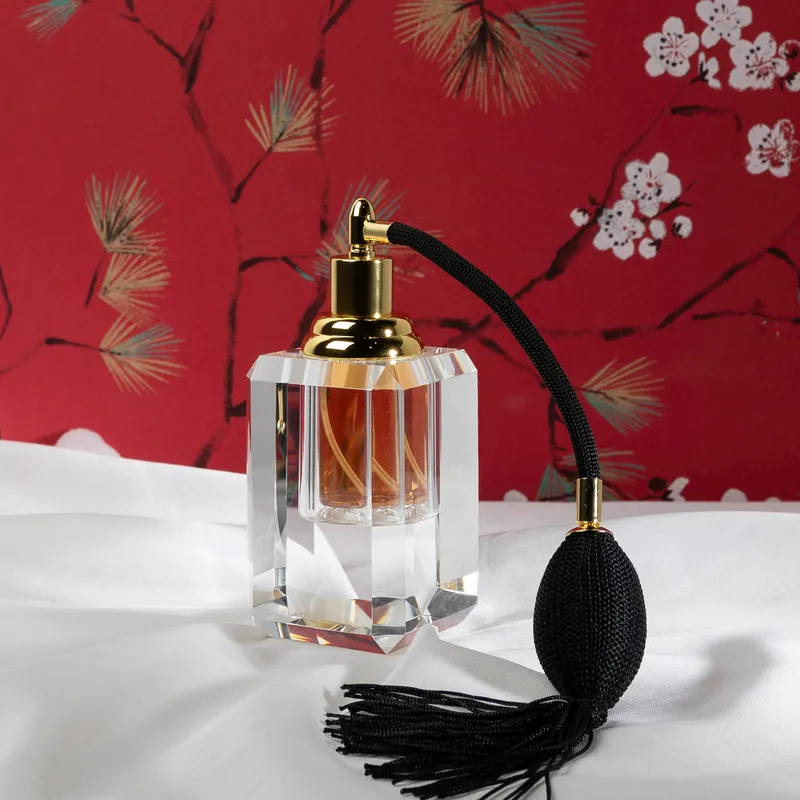 CRISAL perfume bottle clear/gold - H15cm