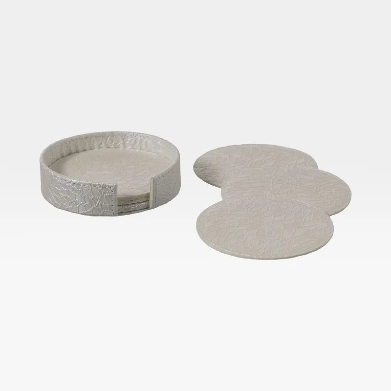 AZRA coaster white set of 6 - dia 12cm