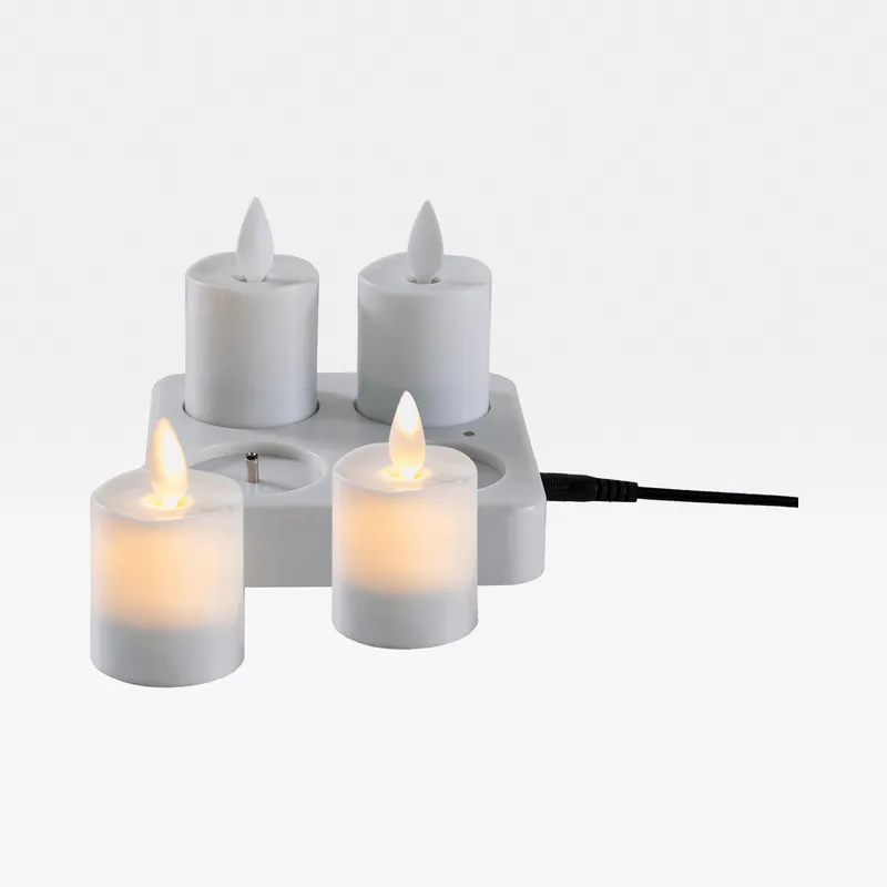 MOOD flameless votive with charger white set of 4