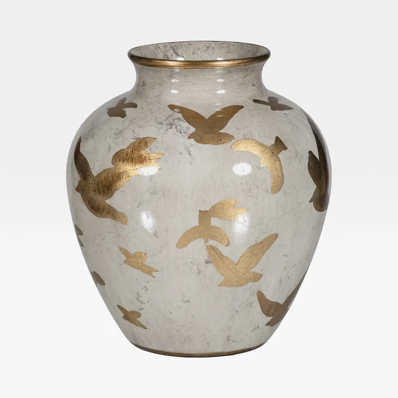 FEATHER vase brown/gold - H26cm