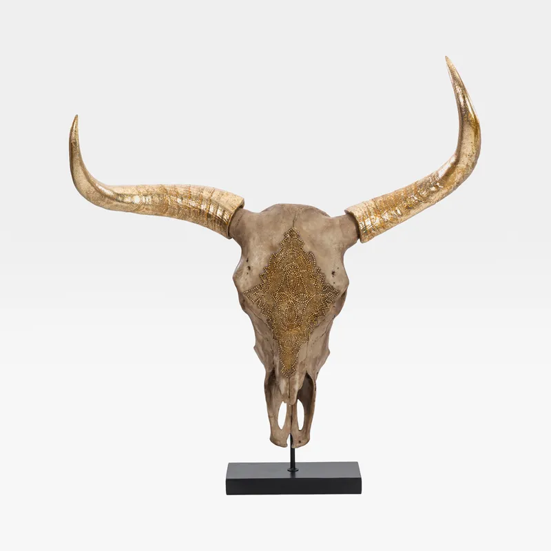BULL skull decoration gold - H82cm