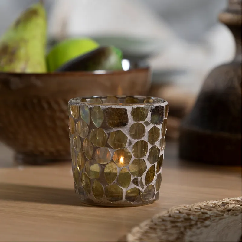 BEEHIVE tea light holder brown - H8cm