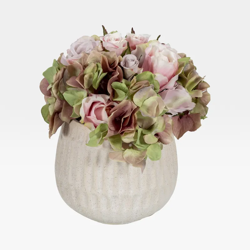 FLORAL arrangement pink/cream - H27cm