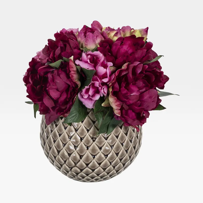 PEONY arrangement pink/beige - H34cm