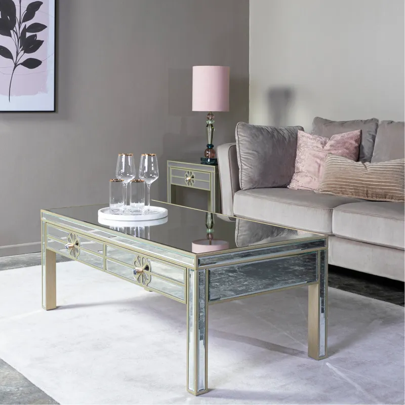 SALMI coffee table clear/gold - 120x60cm