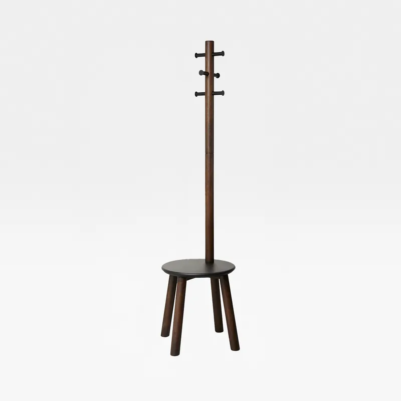 PILLAR stool with coat rack black/walnut