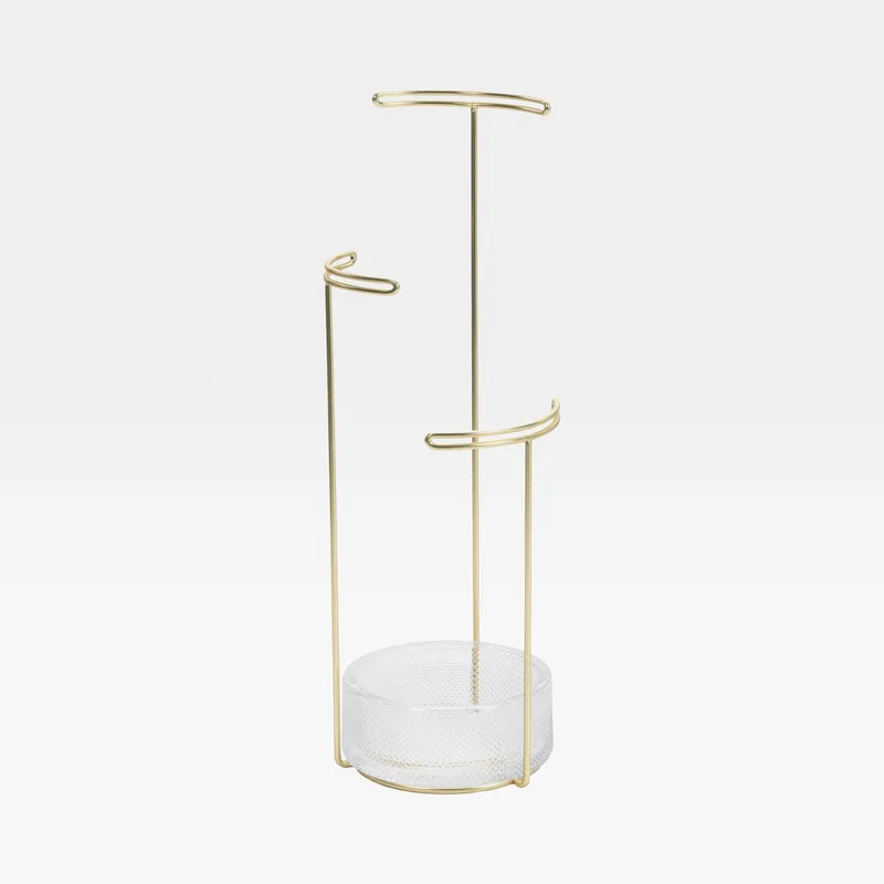 TESORA jewellery stand brass/clear