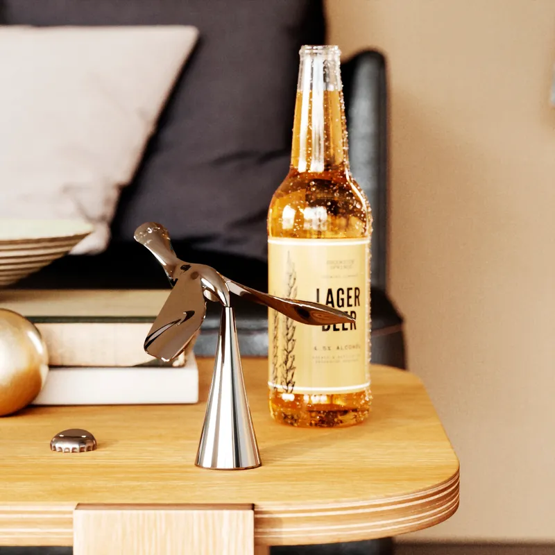 TIPSY bottle opener with stand chrome