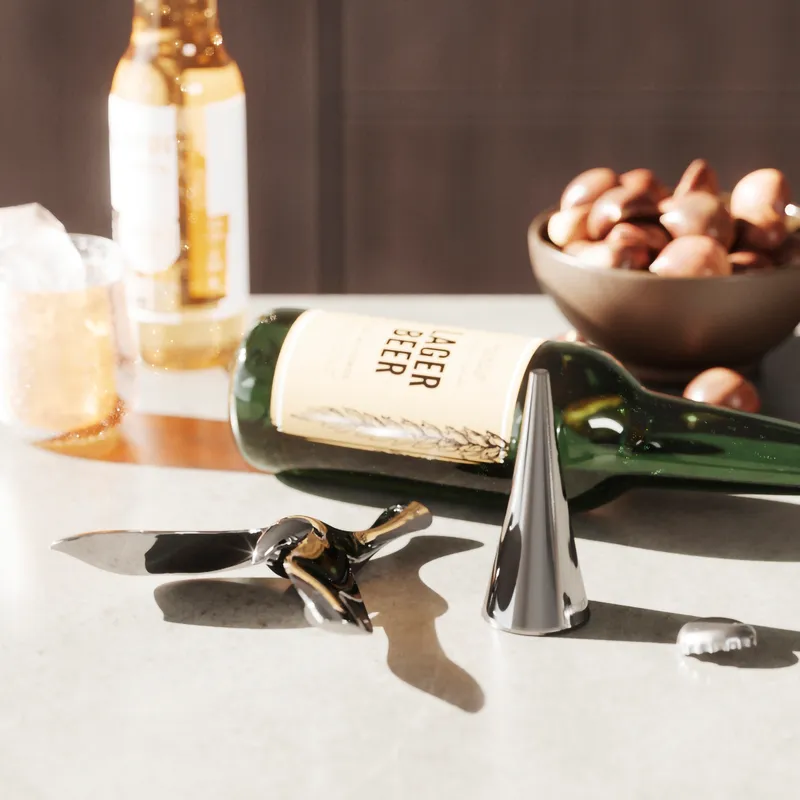 TIPSY bottle opener with stand chrome