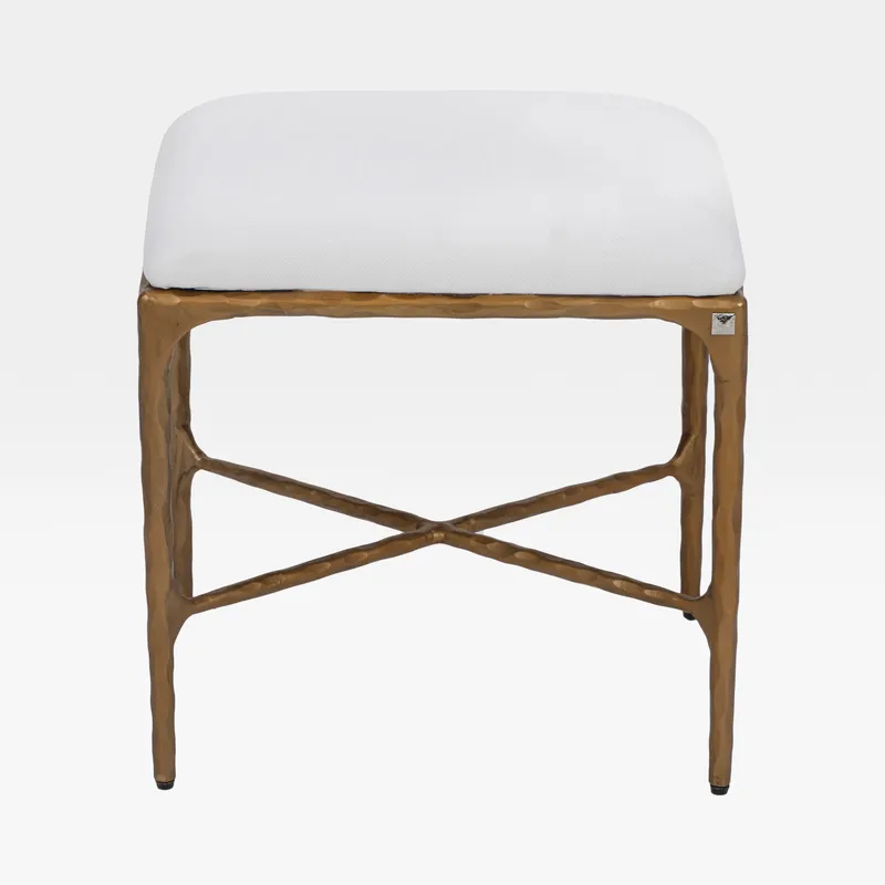QUEEN dressing table stool white/brass - 45x38cm