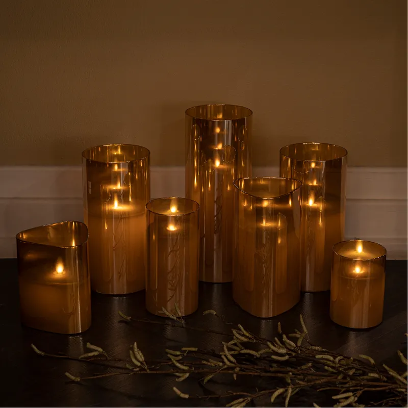 DAZZLE flameless candle gold - 9x13cm