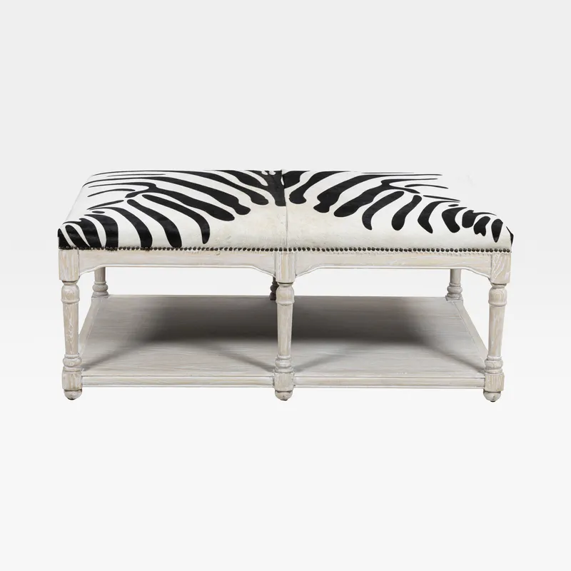 GRAND coffee table faux lthr black&white -130x79cm