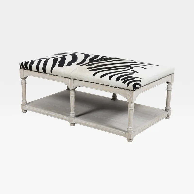 GRAND coffee table faux lthr black&white -130x79cm