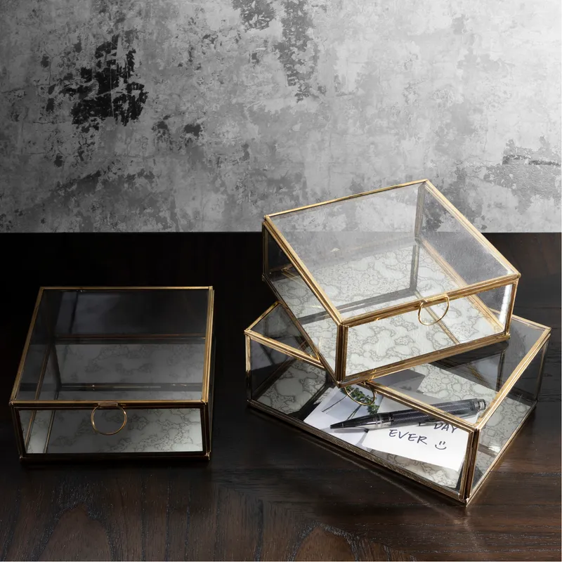 ELLISON box clear/gold - 16x16cm