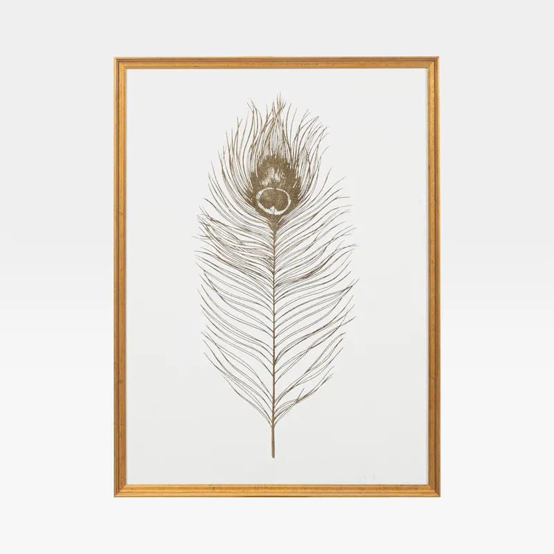 GOLD Foil Feather print gold - 58x79cm