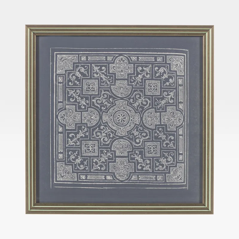ABSTRACT Grid II print silver - 33x33cm