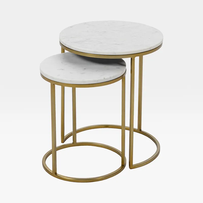 ANYA nesting table white/brass set of 2
