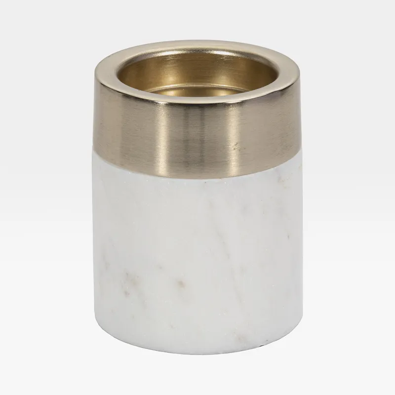 BRENT candle holder white/gold - H10cm