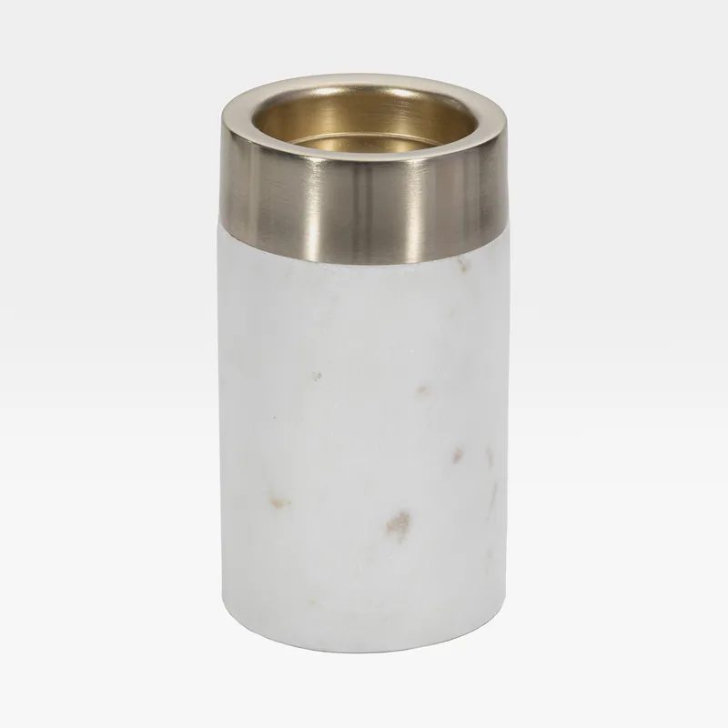 BRENT candle holder white/gold - H15cm