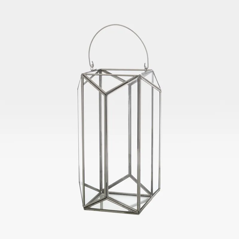 ZURI lantern clear/silver - H32cm