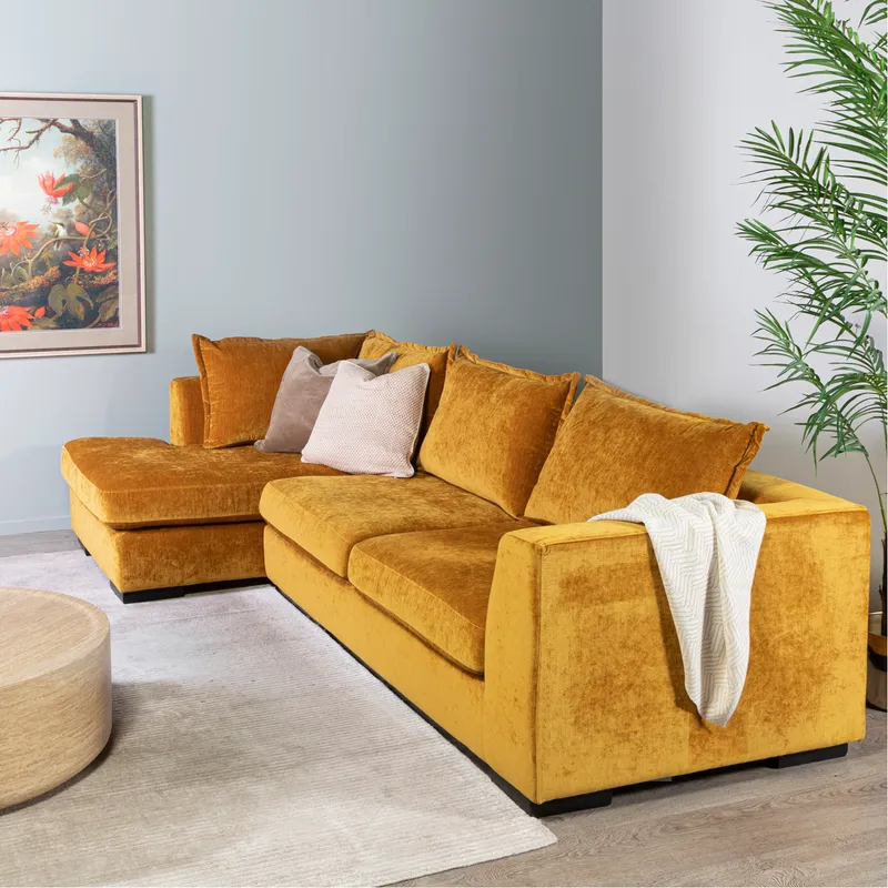 ELPASO 2 seater sofa with left chaise yellow