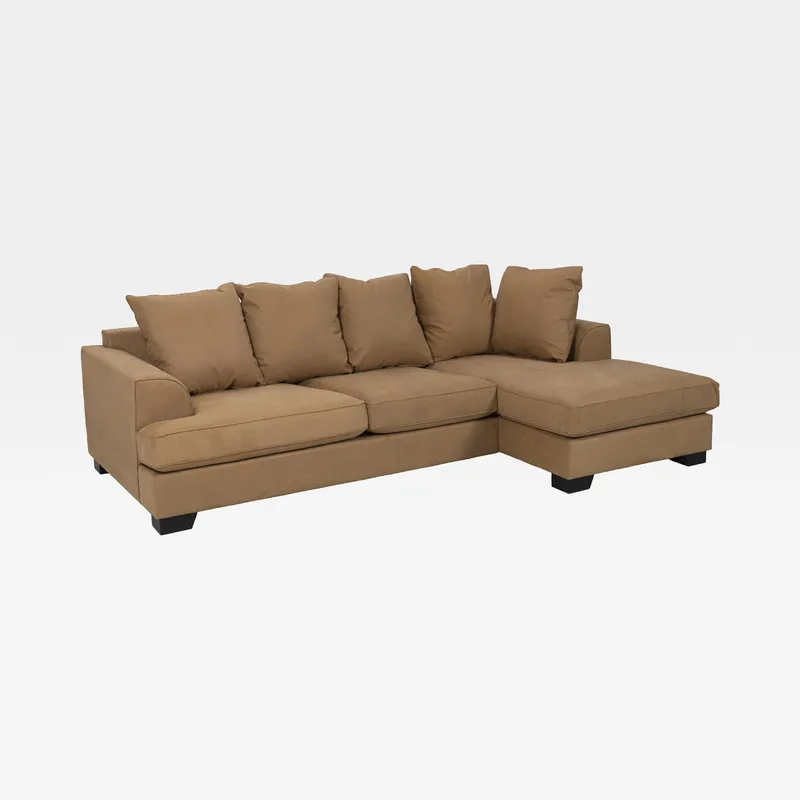 KINGSTON 2 seater sofa w/left chaise m/fbr l.brn