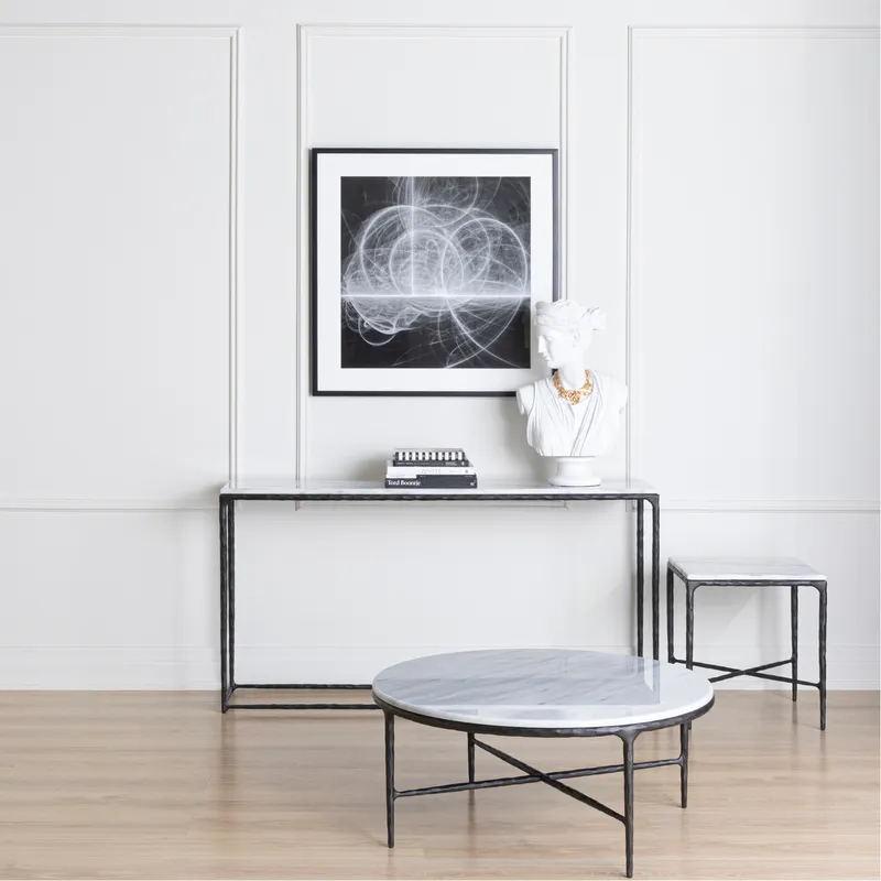 QUEEN side table white/black - 46x46cm
