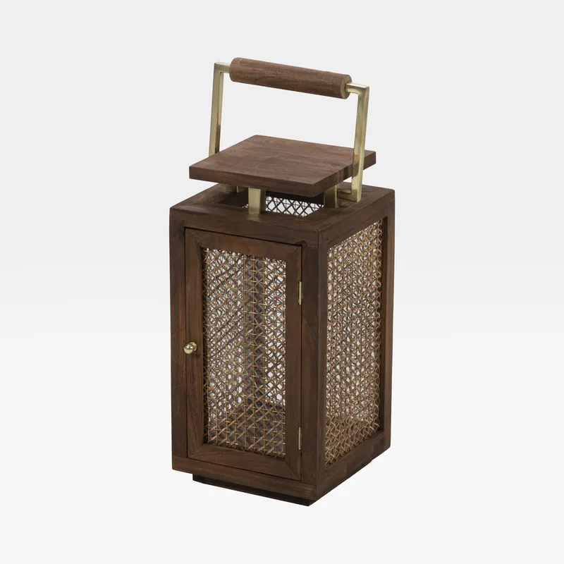 CANE lantern brass - H50cm